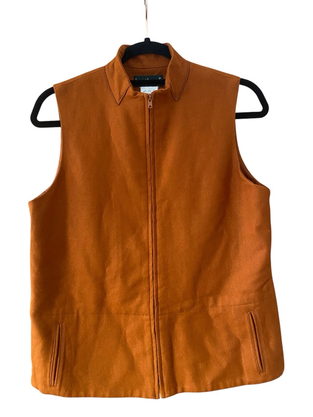 Harvé Benard Vintage Size 6 Rust Orange Wool Blend Zip Front Vest